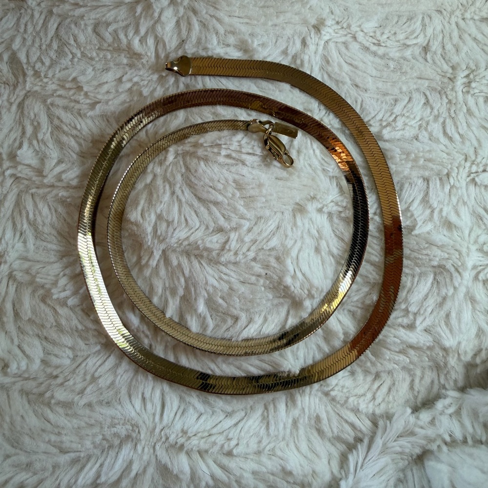 Herringbone Gold Plated 24 inch Chain Necklace